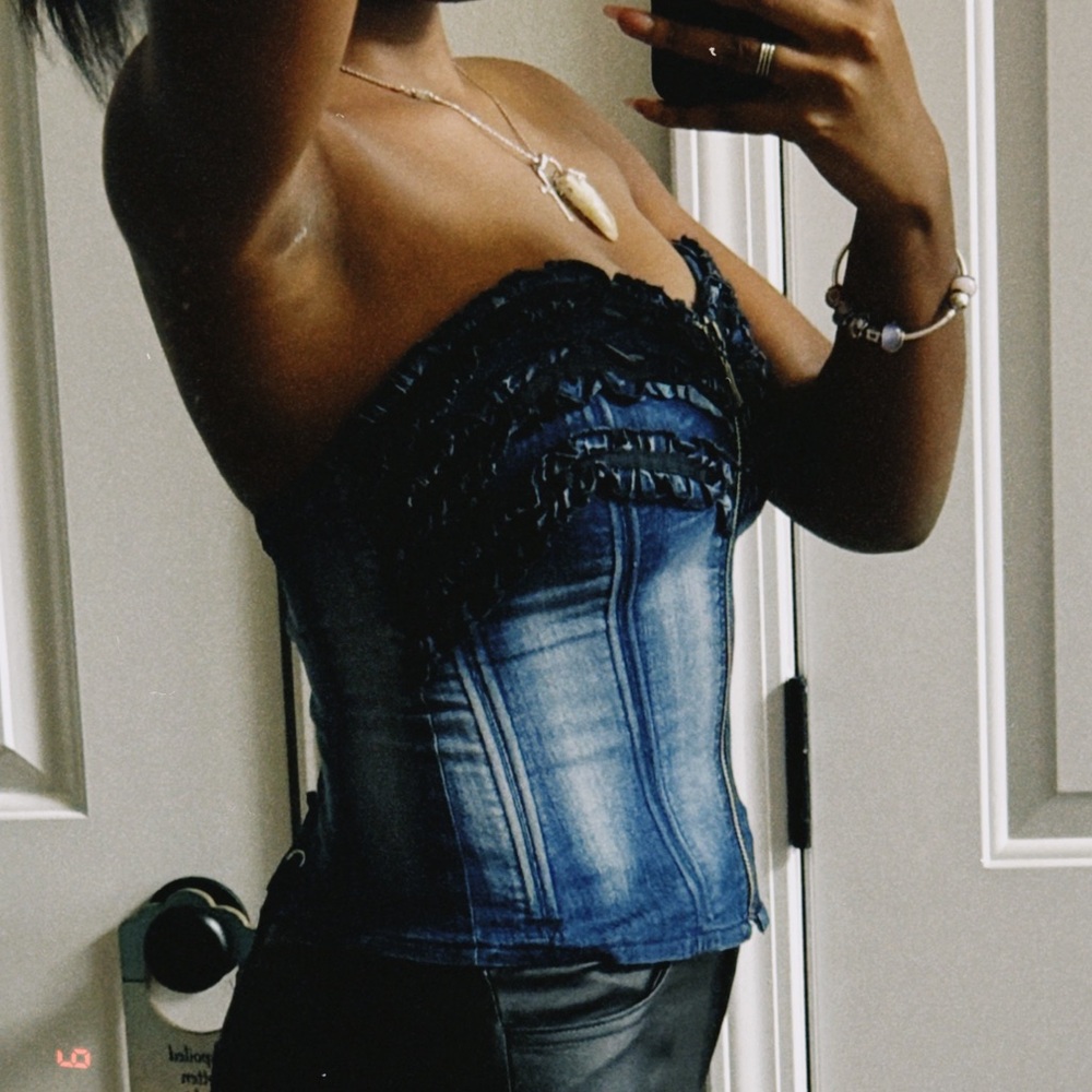 CARMIN Y2K DENIM CORSET TOP
